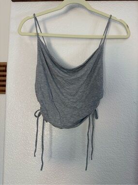 mahina Gray Cowl Neck Drawstring Camisole
